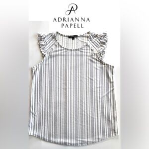 ADRIANNA PAPELL Flutter Sleeve Blouse with Button Details Size M